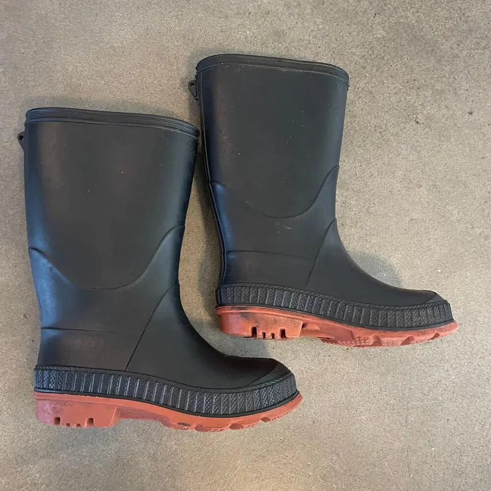 Toddler black industrial high top rain boots size 9 outdoor shoes